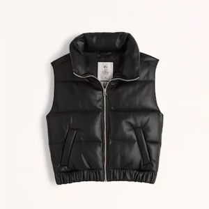 Abercrombie ultra mini puffer vest black | A& F vegan proffer vest